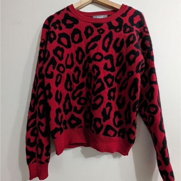 MARLED 💯 cashmere red leopard sweater size M - Picture 4 of 9